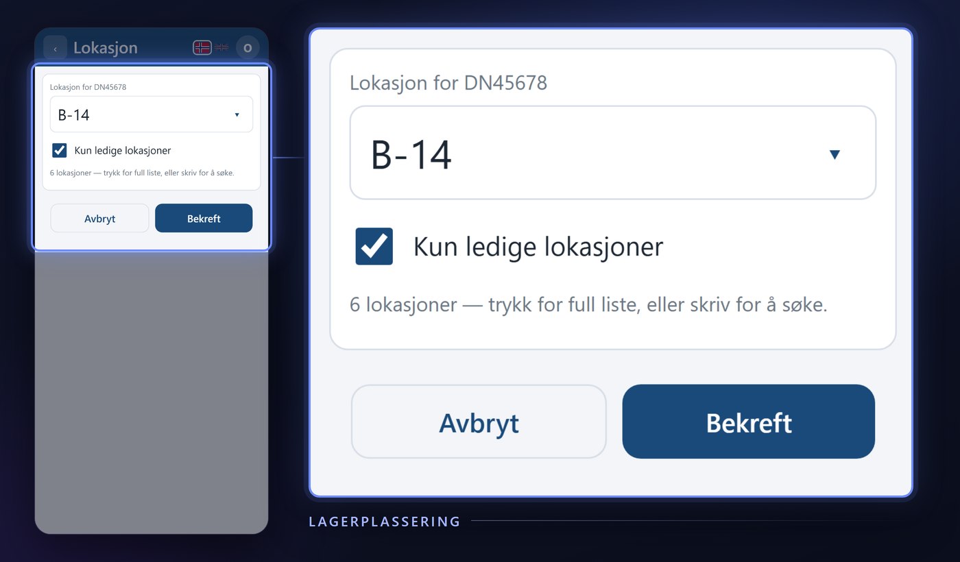 Choosing the storage location for a wheelset in Dekkpro Mobil